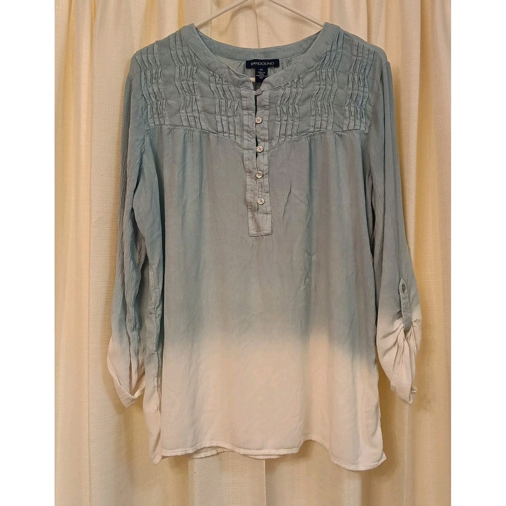 Bandolino Women's Blue White Ombre 1/2 Button Trudy Tunic Popover Size XXL